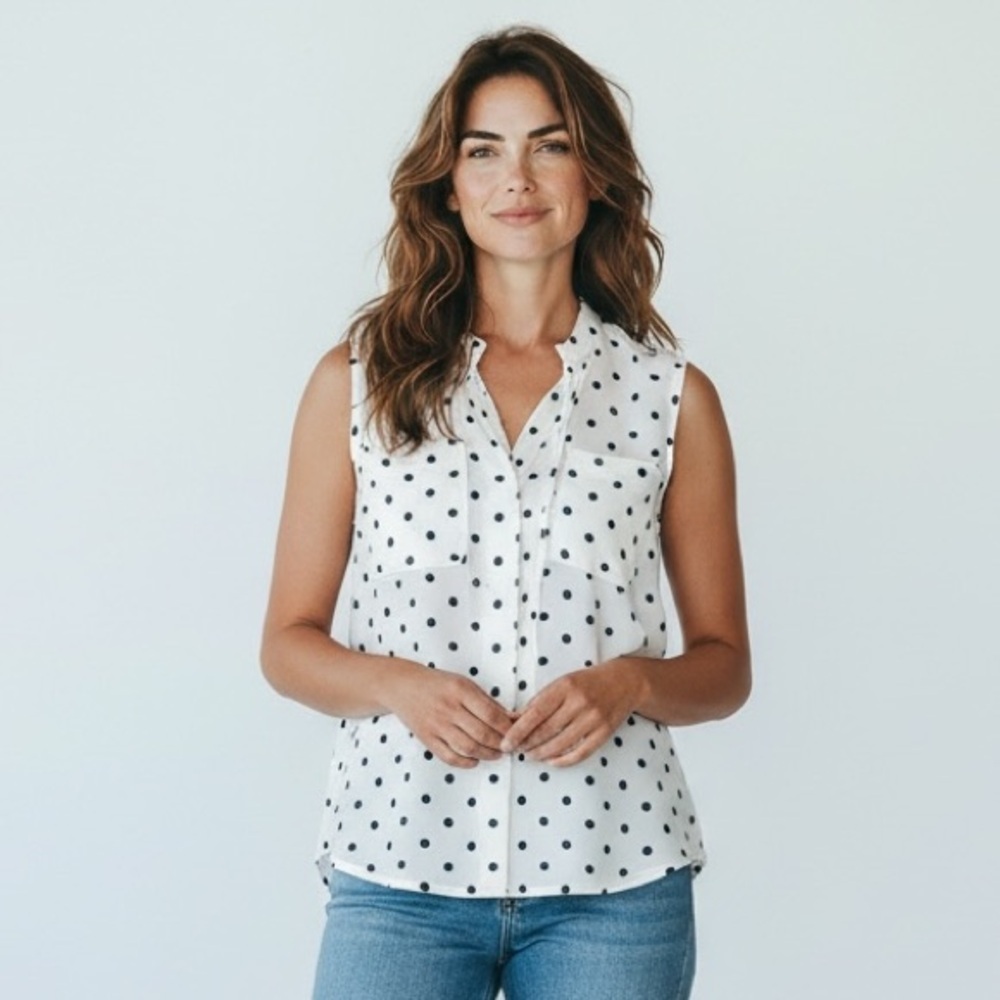 NWT New York & Company Polka Dot Sleeveless Women's Top XS - Picture 3 of 10